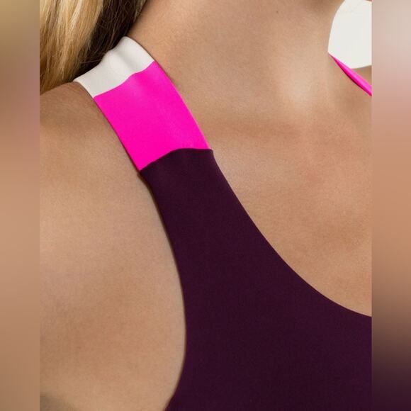 Lululemon All Sport Bra Plum/Pow Stripe Raspberry Glo Light - Picture 3 of 10